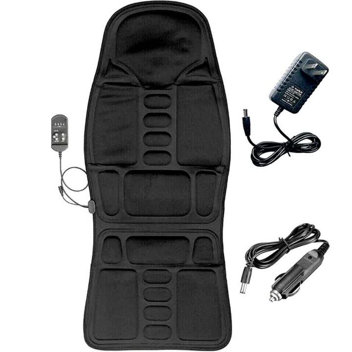 Versatile heated massage seat cushion for soothing neck & back pain, great for home, office, or car comfort.