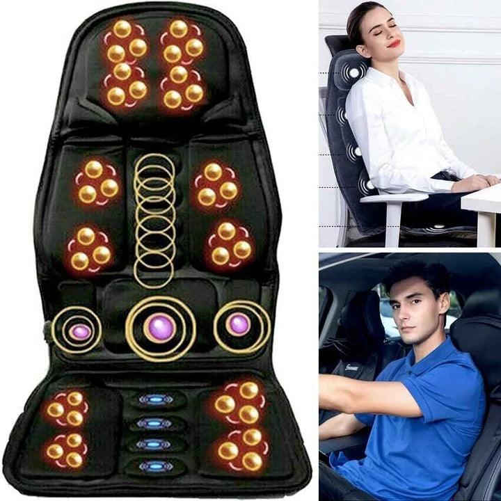 Full-body heated massage pad for neck and back, designed for deep muscle relaxation and tension relief at home.