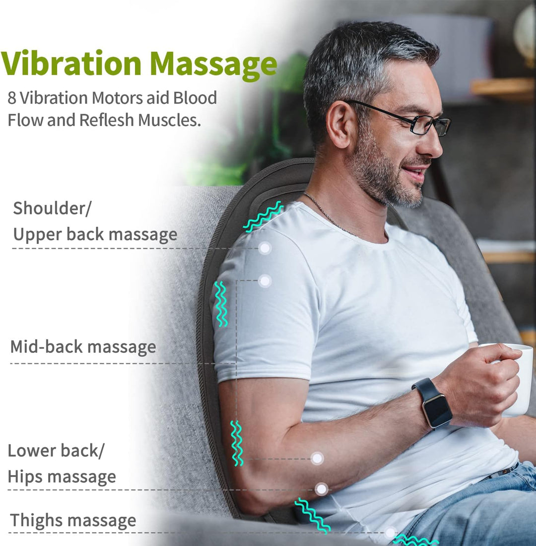 Premium heated massage car & office seat cushion. Enjoy soothing vibration for ultimate back comfort.