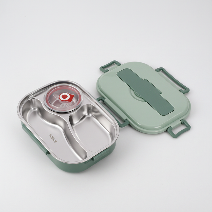 Durable stainless steel bento lunch box with multiple compartments for organized meal prep