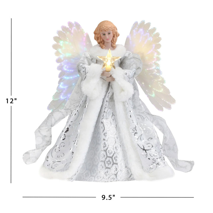 Beautiful animated angel tree topper, perfect Christmas home decor, adding a celestial and festive glow.