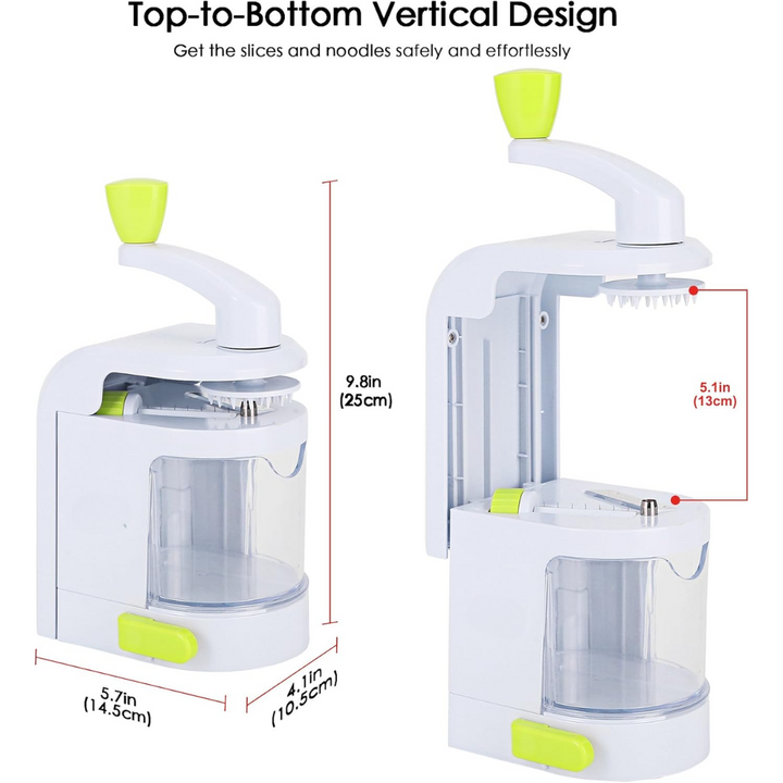 Compact 4-in-1 vegetable spiralizer with durable design, an essential kitchen tool for food preparation.