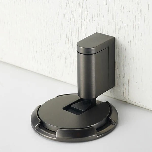 Heavy duty adjustable door stopper for home & office, providing secure door holding & wall protection.