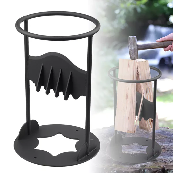 Heavy-duty cast iron firewood kindling splitter for safe wood splitting.