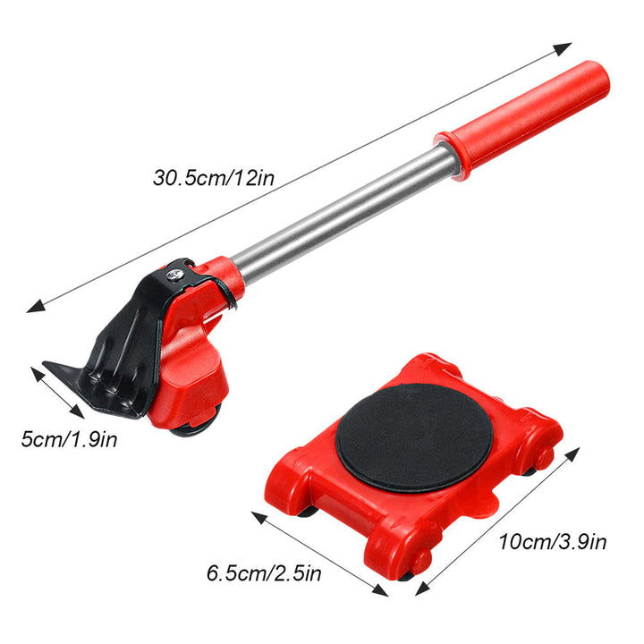Complete furniture moving helper kit; includes a strong lifter & 4 rolling sliders for easy heavy lifting.
