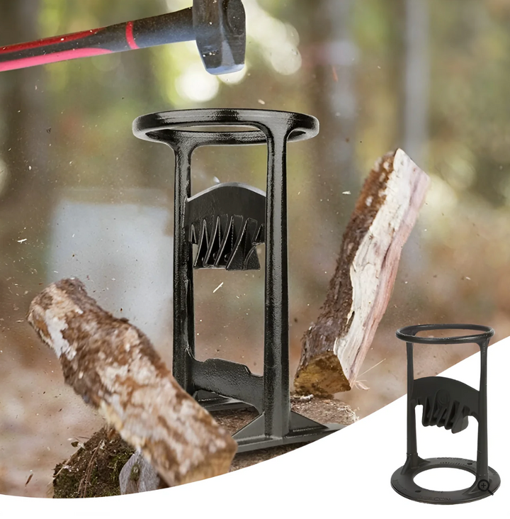 Heavy-duty manual wood splitter wedge, perfect for fireplace, camping, & fire pit firewood.