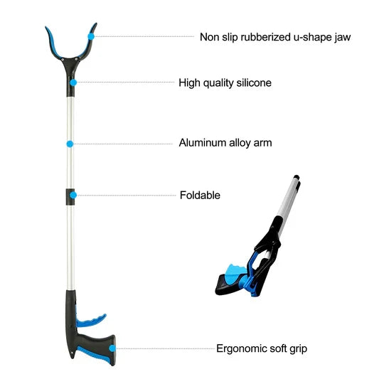 Durable heavy-duty grabber stick, a rotatable reacher tool. Essential portable mobility aid for picking & extending reach.