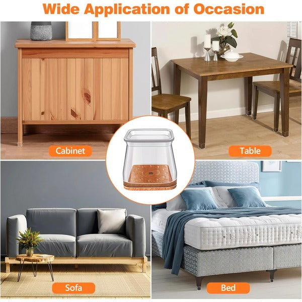 Premium square floor protectors for furniture legs, a 24-piece set offering anti-scratch, noise reduction, & floor care.