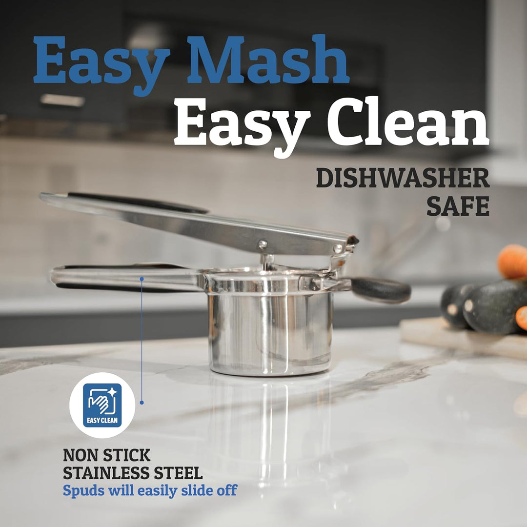 Efficient kitchen gadget: stainless steel potato masher for all your mashing needs.