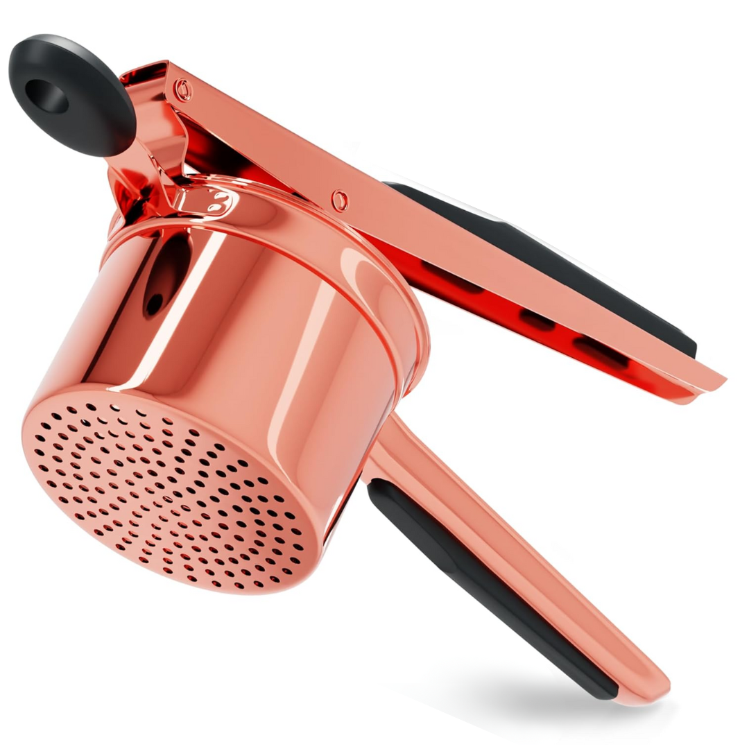 Durable kitchen tool: stainless steel potato masher for efficient food prep.