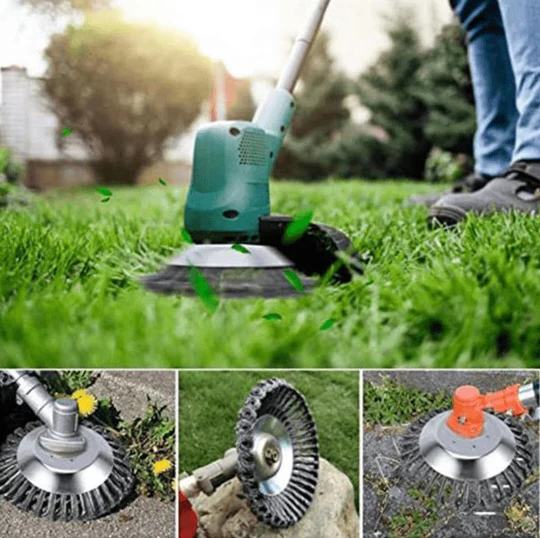 Universal brushcutter weeding head, a durable garden tool for landscaping and trimming tasks.
