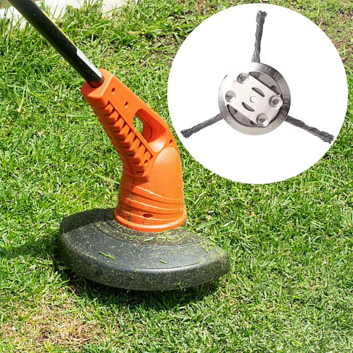 Durable steel wire brush for weed removal. Heavy-duty garden tool for grass, moss, and rust cleaning. Universal fit.
