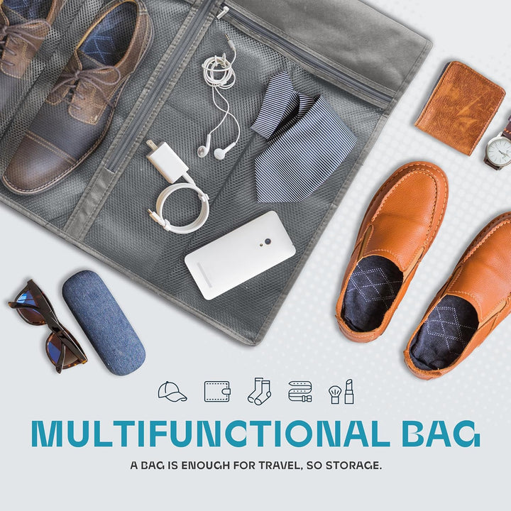 Heavy-duty suit & dress bag, clear window, keeps garments wrinkle-free during travel.
