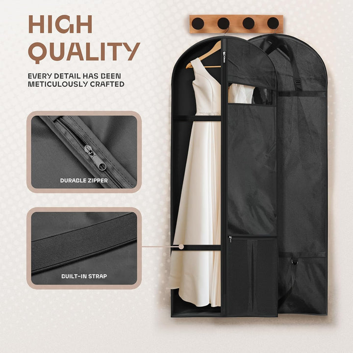Unisex garment protector, clear window, heavy-duty for travel luggage & wardrobe organization.
