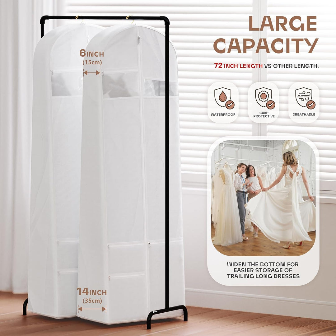 Durable garment bag, clear window. Ideal for keeping clothes organized & protected during travel.