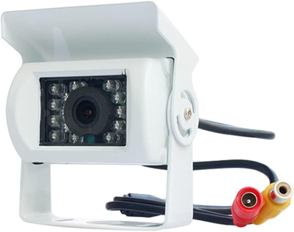 Heavy-duty truck backup camera with 18 IR LEDs for 12V/24V vehicles, IP68 waterproof for night vision.