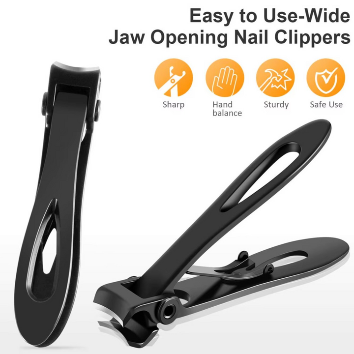 Men's wide jaw toenail clippers, ideal for thick or ingrown nails. Ergonomic, heavy-duty stainless steel.