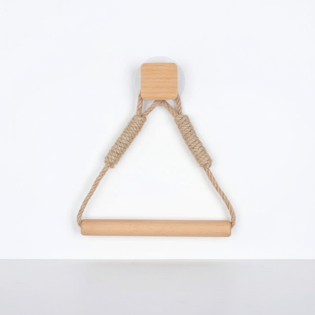 Eco-friendly hemp rope toilet paper holder and bathroom organizer, no drilling required