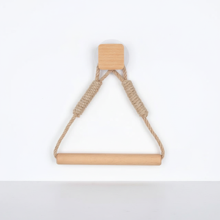 Eco-friendly hemp rope toilet paper holder and bathroom organizer, no drilling required