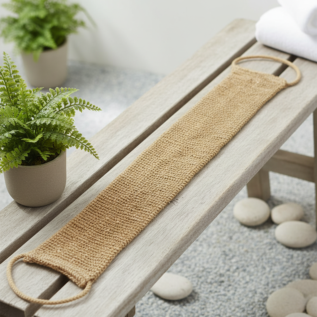 HempWonder exfoliating shower mitt, natural fiber for effective body scrub & skincare