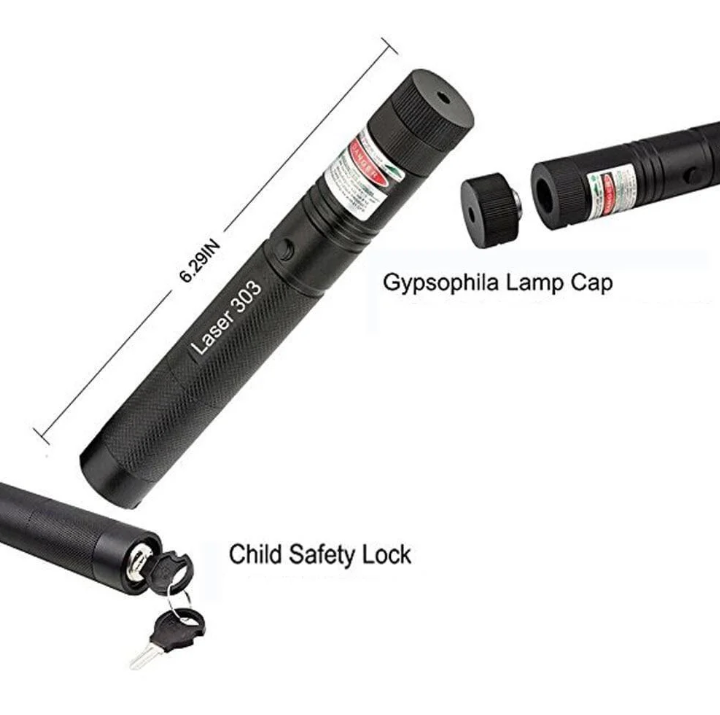 Ergonomic high-power dual laser pointer with separate controls for precision green and red beams. Rechargeable.