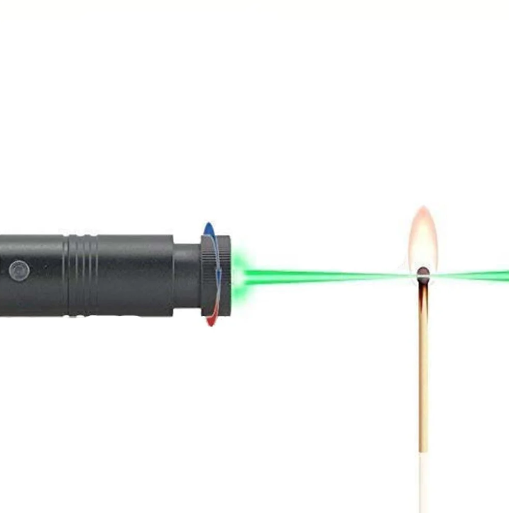 Versatile high power dual-beam laser pointer. Green & red lasers, rechargeable, safety lock, ideal presentation tool.