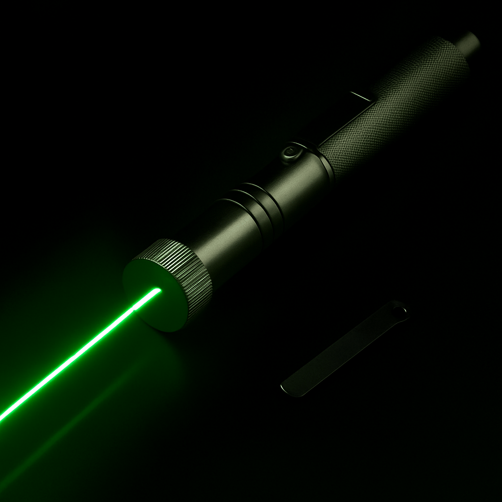 Durable red laser pointer, high power, adjustable focus, ideal for stargazing & outdoor exploration.