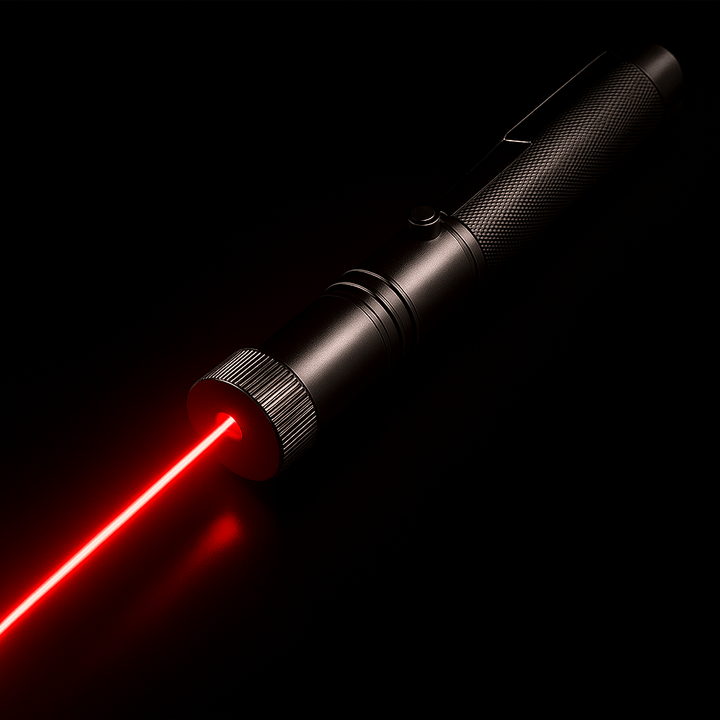 Rechargeable high-power laser pointer gadget with adjustable focus, perfect for presentations.
