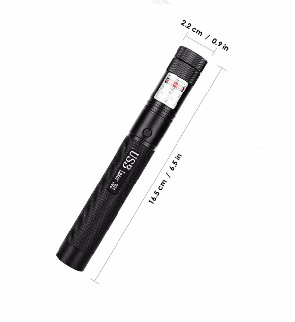 Professional high-power laser pointer with adjustable focus, long range, and rechargeable design.