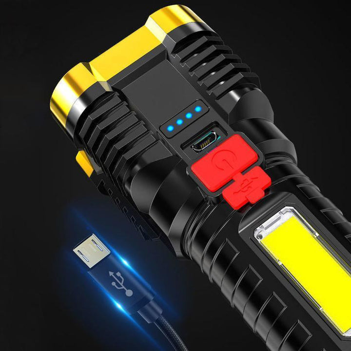Portable BeamBlaster tactical LED flashlight, essential for emergency kits and outdoor safety.
