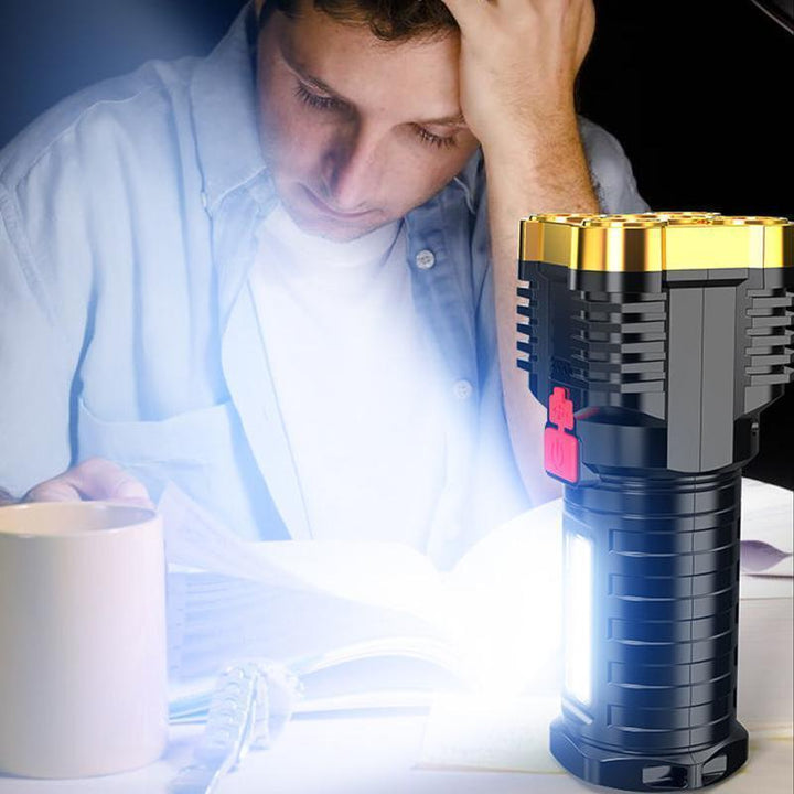 Durable LED tactical flashlight for outdoor activities, offering powerful illumination.