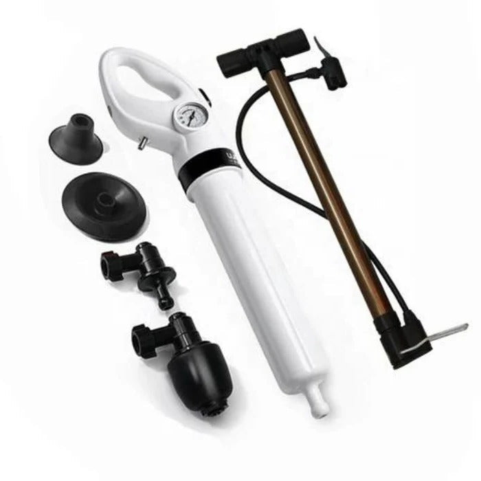 Universal high-pressure drain blaster & toilet plunger, a powerful clog remover for kitchen sinks, shower drains, and toilets.