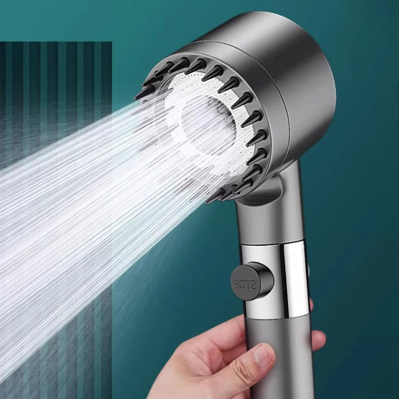 High-pressure showerhead with flow control. Get a powerful spray & multi-layer filtered clean water for rejuvenation.