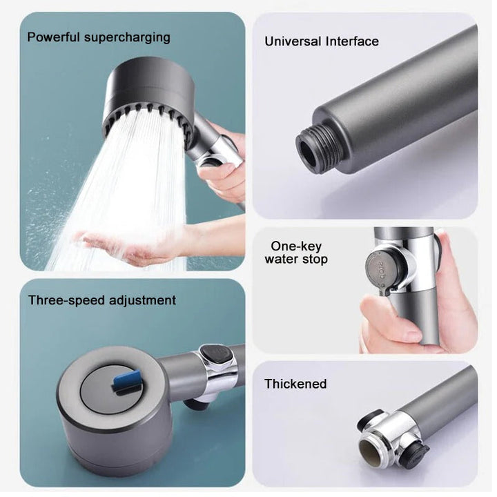 Premium shower accessory: high-pressure filtered showerhead for a powerful, clean, and invigorating spa experience.