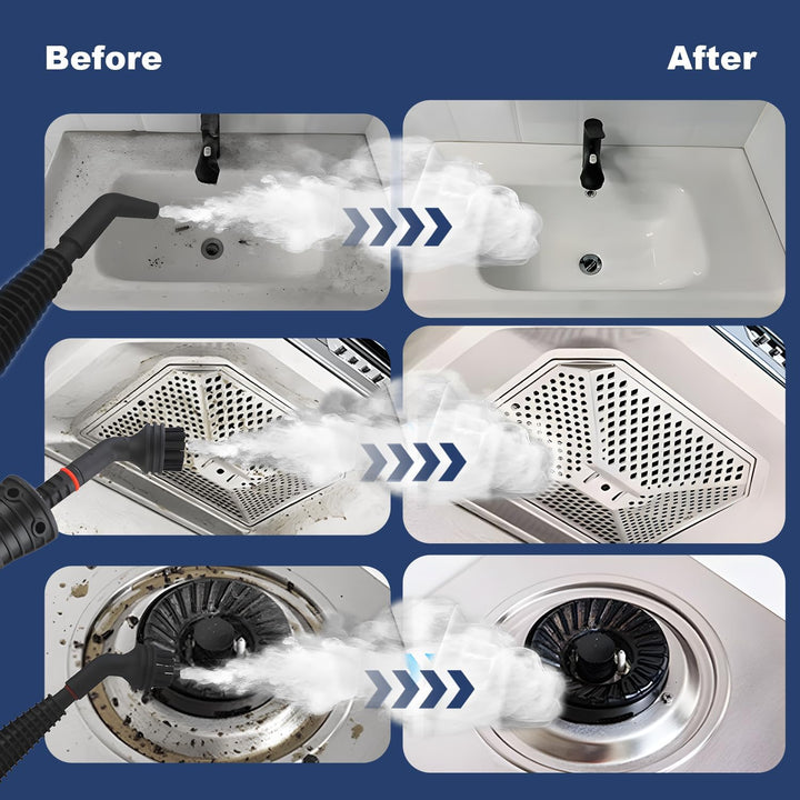 User effectively using the Valtira handheld steam cleaner for chemical-free home sanitation