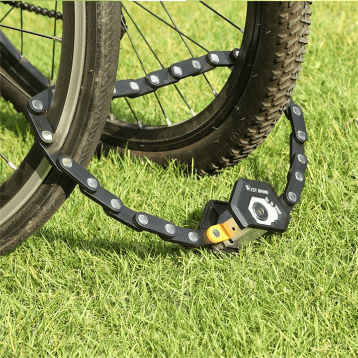 Strong folding bike lock, heavy-duty anti-theft for bikes, scooters & motorcycles. Durable outdoor security.