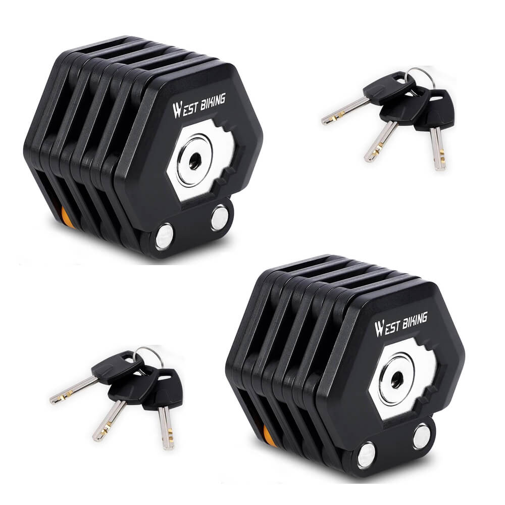Black folding bike lock, heavy-duty anti-theft security for cycling. Protects bikes, scooters, & ebikes.