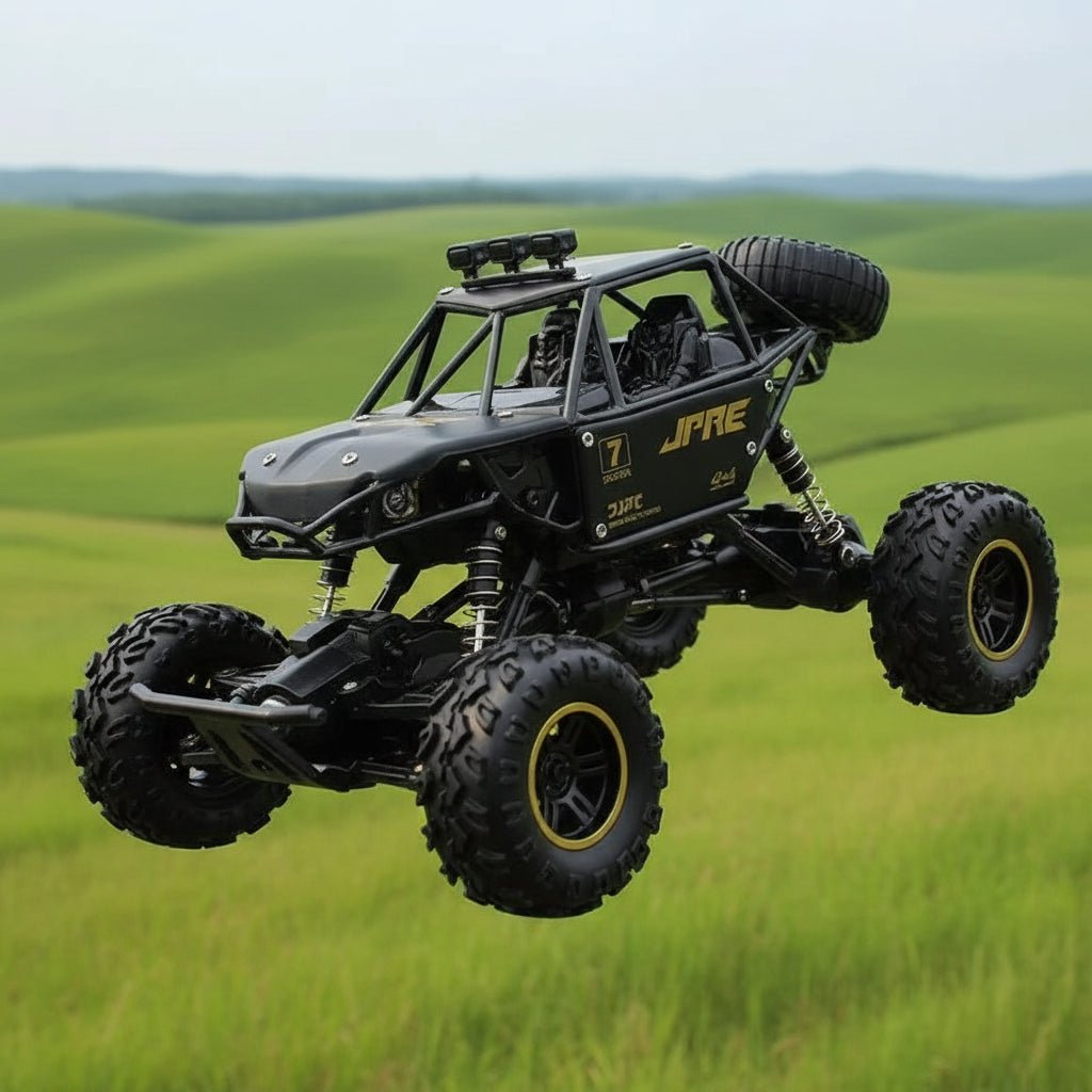 High-speed 4x4 RC monster truck with LED headlights, perfect for exciting offroad remote control action.
