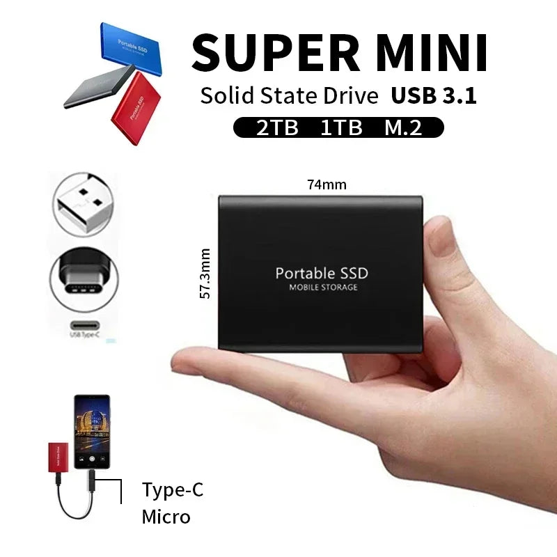 Ultra-fast portable SSD drive, essential tech gadget for professionals needing quick, reliable mobile storage.