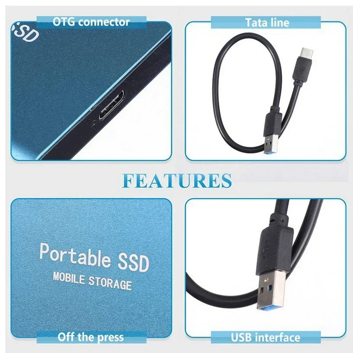 Handheld, high-speed external SSD drive with USB-C port, perfect for compact professional data backup & storage.