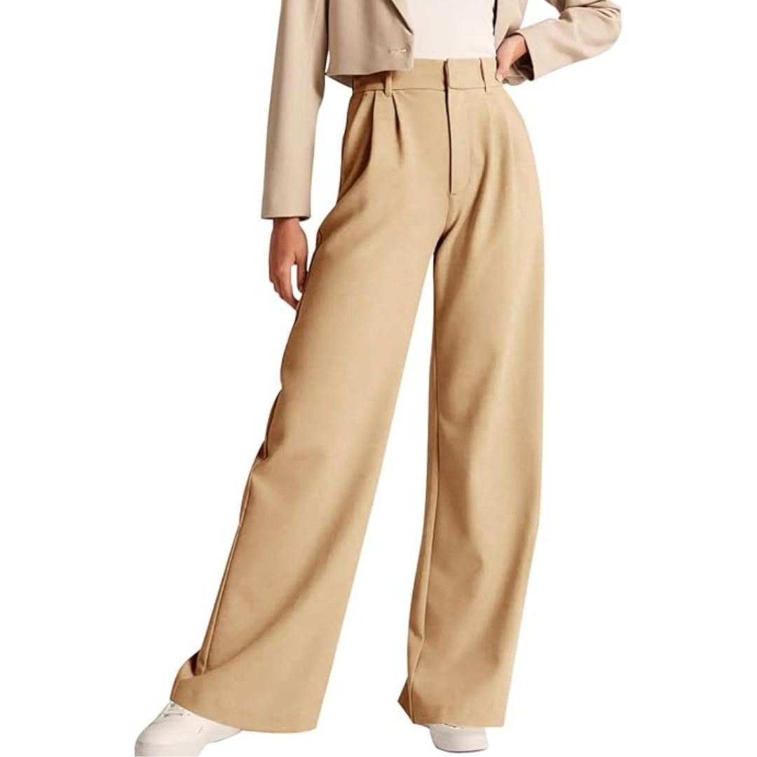 High-waisted business casual trousers for women, straight leg, with functional pockets in black