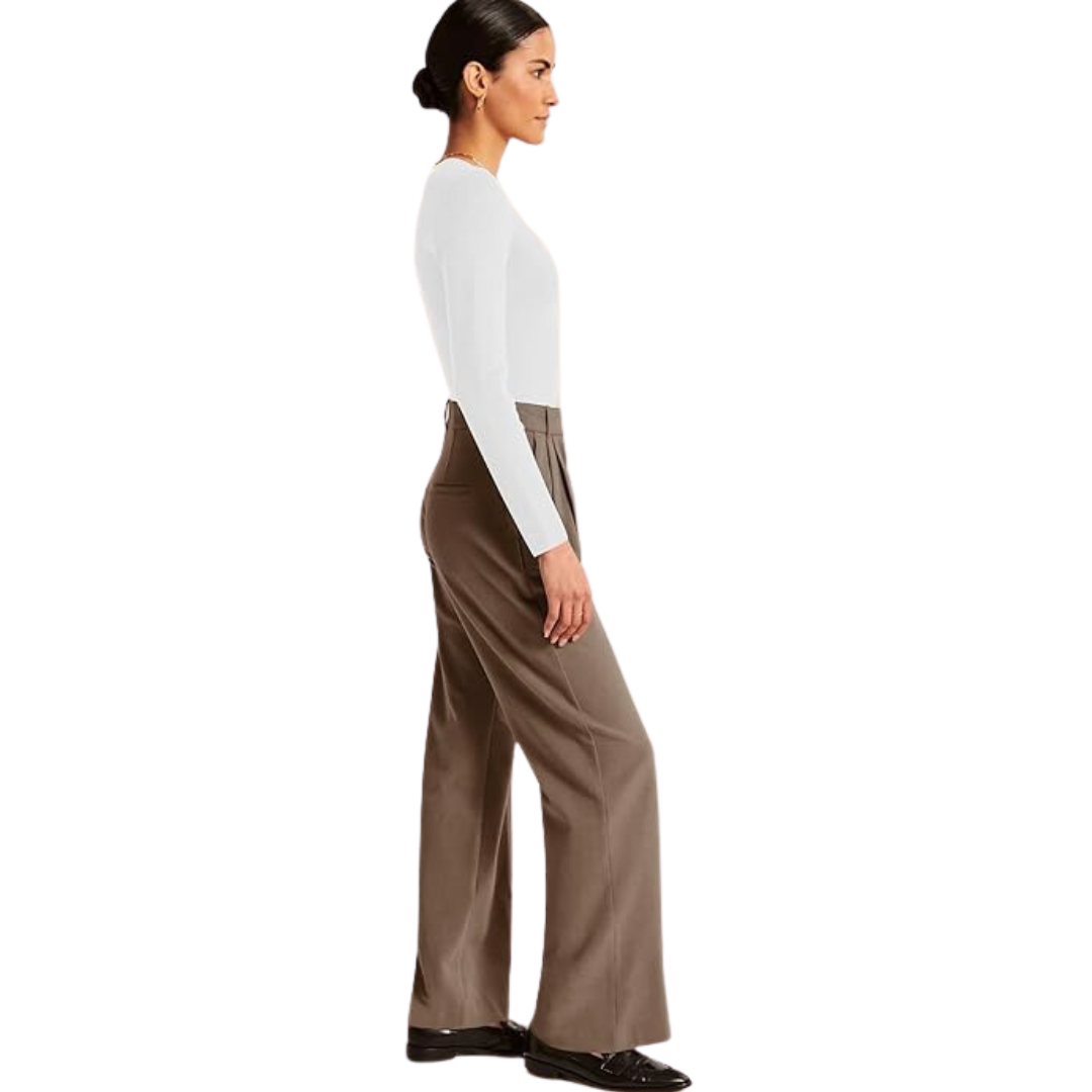 Women's apparel: high-waisted formal trousers with practical pockets, suitable for the office