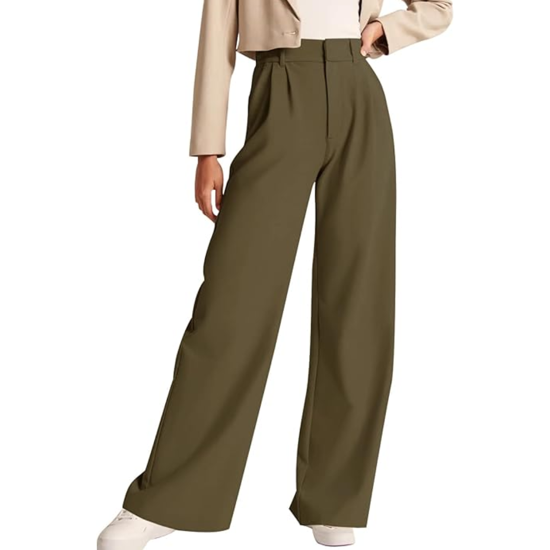 Close-up of the fabric texture of Katja high-waisted business casual trousers for women