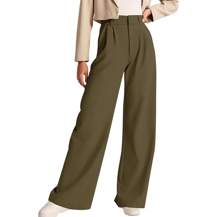 Close-up of the fabric texture of Katja high-waisted business casual trousers for women