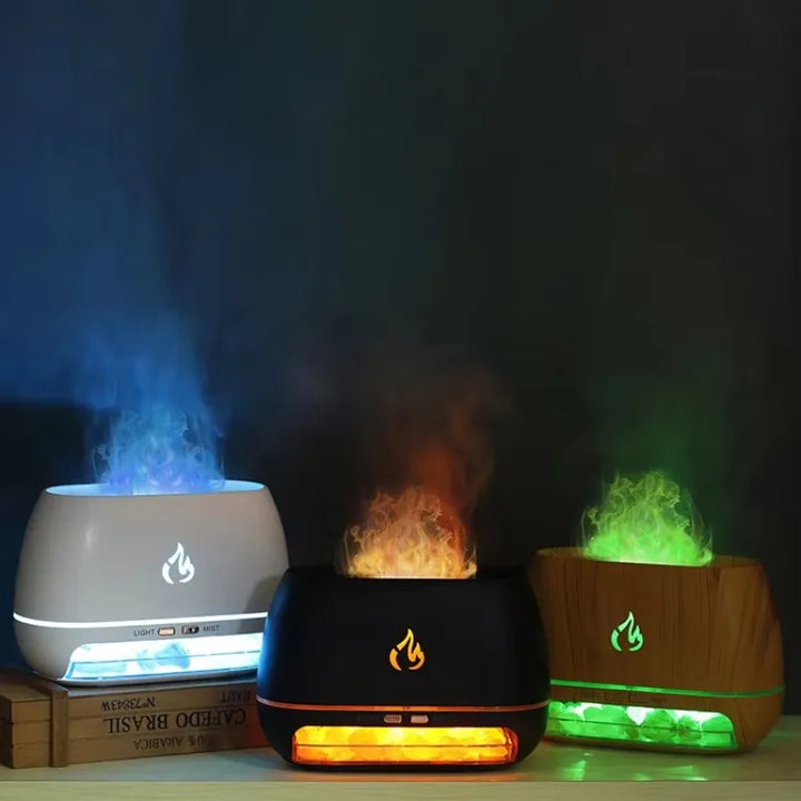 Multifunctional Himalayan Salt Diffuser for essential oils, air purification & soft ambient light. Promotes relaxation.