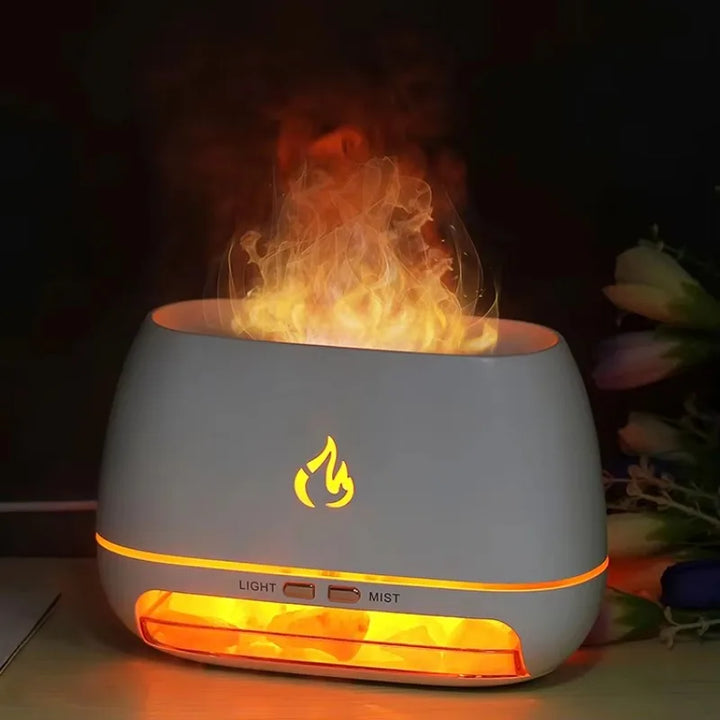 Beautiful Himalayan Salt Aroma Diffuser with a soft glow, diffusing essential oils for a serene, purified living space.