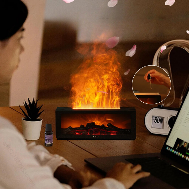 Home Air Humidifier & Purifier with realistic flame effect. Improves indoor air quality & adds ambiance.