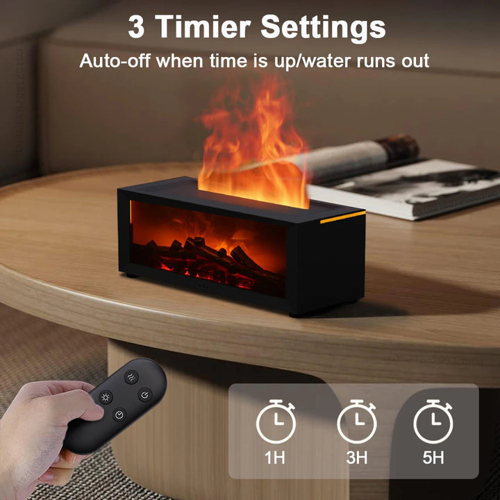 Flame effect aromatherapy diffuser & humidifier. Stylish home decor, purifies air with essential oils.