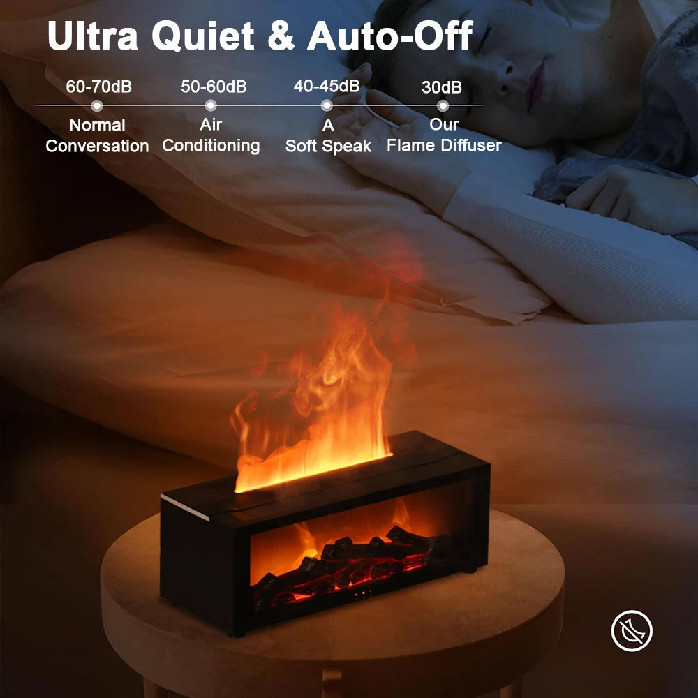 Quiet flame humidifier & air purifier. Enhances home air quality, diffuses essential oils for relaxation.