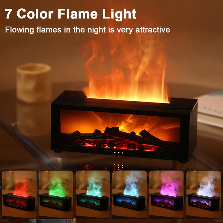3-in-1 Home Air Humidifier, Purifier, & Essential Oil Diffuser with realistic flame effect for ambiance.